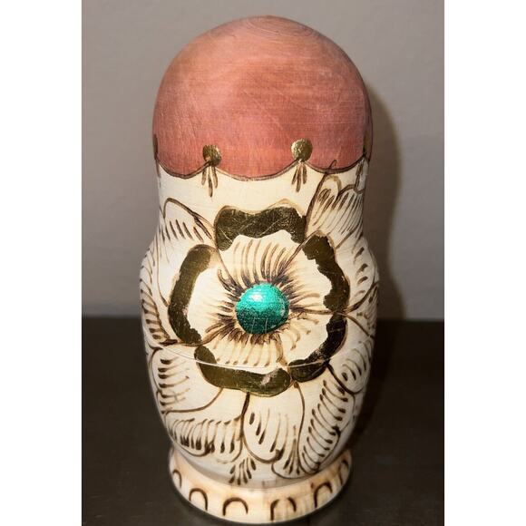 Vintage Russian Matryoshka Nesting Dolls 5pc Hand Painted Marked Wood Burned - Picture 3 of 7